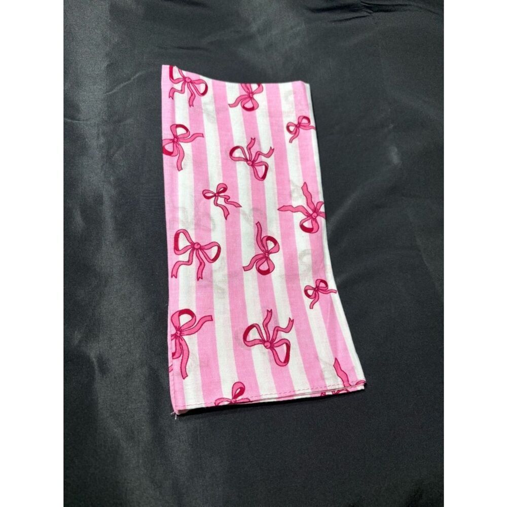 New 22” Pink Striped Scarf with Bow Print Bandana